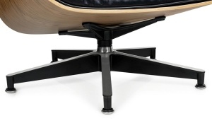 FOTOLIU DE RELAXARE DE LUX CU TABURET, ARTIM LOUNGE HM SOFT PREMIUM, REALIZAT PIELE NATURALA ITALIANA SI LEMN, CULOARE NEGRU/NUC, STIL EAMES - Img 8