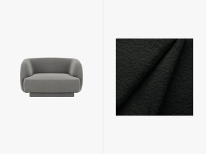 FOTOLIU MILEY, NEGRU, CU TAPITERIE DIN TEXTIL BOUCLEE BALOO, MICADONI