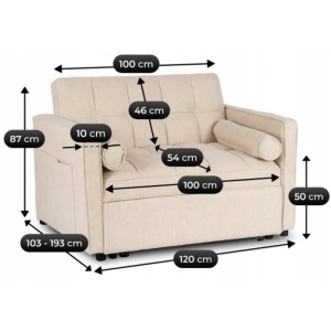 FOTOLIU RABATABIL, ARTIM MEBLE, CU SPATIU DE SOMN, REALIZAT DIN TEXTIL CREM, STIL MODERN - Img 8