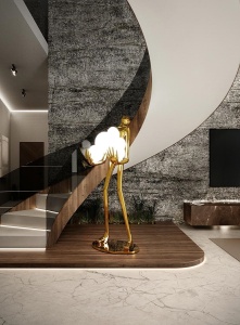 LAMPADAR EXCLUSIVIST, HUMAN GOLD, PREMIUM, DIN FIBRA DE STICLA SI ABAJURURI, ARTIM GROUP SELECTION