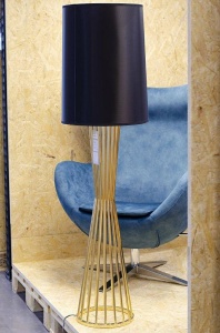 LAMPADAR HOLMES, AURIU/NEGRU, DIN OTEL CARBON SI TEXTIL SATINAT, STIL MODERN - Img 8