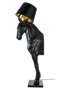 LAMPADAR KON HORSE STAND M, NEGRU, DIN FIBRA DE STICLA, MARMURA SI TEXTIL, STIL MODERN - Img 4