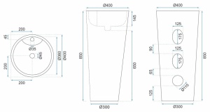 LAVOAR FREESTANDING BLANKA, MARBLE, 84 CM, EFECT DE MARMURA ALBA, DIN CERAMICA, CALITATE SUPERIOARA - Img 7
