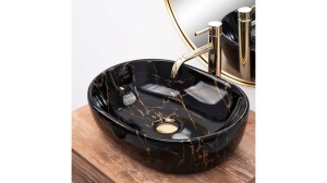 LAVOAR REA AMELIA, EFECT DE MARMURA NEAGRA, 48 CM, DIN CERAMICA, CALITATE SUPERIOARA - Img 4