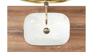 LAVOAR REA BELINDA DIAMOND, ALB/AURIU, 47 CM, DIN CERAMICA, PE BLAT, CALITATE SUPERIOARA, REA - Img 5
