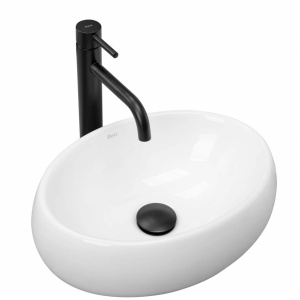 LAVOAR REA BELINDA MINI, 40 CM, ALB, MONTAJ PE BLAT, DIN CERAMICA, CALITATE SUPERIOARA, REA