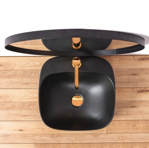 LAVOAR REA CERAMICA, LUIZA, 42CM, NEGRU MAT, MONTAJ PE BLAT, DESIGN DEOSEBIT, CALITATE SUPERIOARA, REA - Img 5