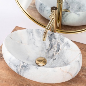 LAVOAR REA LINDA, GRANIT MAT, EFECT DE MARMURA MATA, 48,5 CM, DIN CERAMICA, CALITATE SUPERIOARA - Img 2