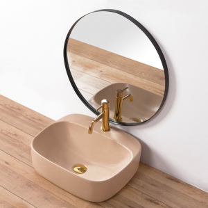 LAVOAR REA LUIZA, 50CM, BEJ MAT, DESIGN MODERN, MONTAJ PE BLAT, CALITATE SUPERIOARA, REA