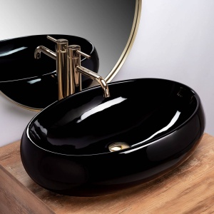 LAVOAR REA MELANIA, NEGRU, 60 CM, DIN CERAMICA, CALITATE SUPERIOARA