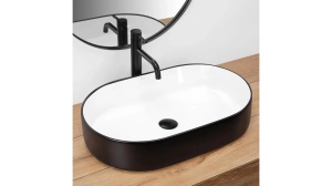 LAVOAR REA NADIA, ALB/NEGRU MAT, 61 CM, DIN CERAMICA, CALITATE SUPERIOARA