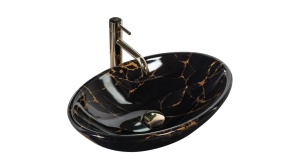 LAVOAR REA PAMELA, 53 CM, EFECT DE MARMURA NEAGRA, DIN CERAMICA, CALITATE SUPERIOARA - Img 5