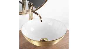 LAVOAR REA STELLA, ALB/AURIU PERIAT, 35,5 CM, DIN CERAMICA, CALITATE SUPERIOARA
