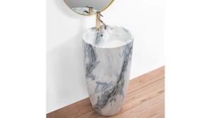 LAVOAR STATIV ANYA, GRANIT MAT, 84 CM, EFECT DE MARMURA ALBA MATA, DIN CERAMICA, CALITATE SUPERIOARA