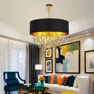 LUSTRA BLACK GOLD APP638-3CP, 45 cm, NEGRU AURIU, DIN METAL, PLASTIC SI TEXTIL, STIL MODERN, TU - Img 8
