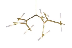 LUSTRA CANDELABR 14, DIN ALUMINIU SI STICLA, AURIE, STIL MODERN, B2