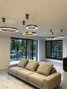 LUSTRA CU LED-URI RING 80, AURIU, DIN METAL, STIL MODERN - Img 8