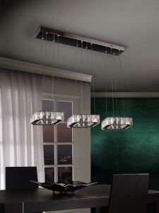 LUSTRA DIVA 854416D, DIN METAL, OTEL INOXIDABIL SI CRISTALE FATETATE, STIL MODERN, SCHULLER
