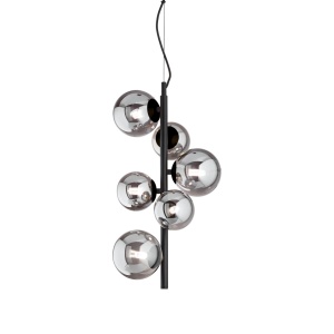 LUSTRA PERLAGE SP6, NEGRU MAT/FUMURIU, DIN METAL SI STICLA, STIL MODERN