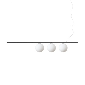 LUSTRA PERLINE SP3, NEGRU MAT, DIN METAL SI STICLA, STIL MODERN