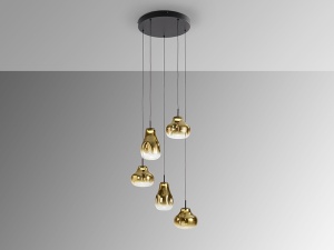 LUSTRA/PLAFONIERA ALEDIS, 40/220 CM, NEGRU MAT/AURIU, DIN METAL SI STICLA, STIL MODERN - Img 3