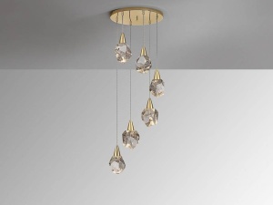 LUSTRA/PLAFONIERA AQUARIA, 39 CM, AURIU MAT/TRANSPARENT, DIN METAL SI STICLA, STIL MODERN - Img 3