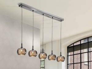LUSTRA/PLAFONIERA ARIAN, 105 CM, CROM/TRANSPARENT, DIN METAL SI STICLA, STIL MODERN