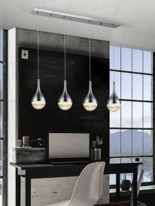 LUSTRA/PLAFONIERA ELIE, 70 CM, CROM/TRANSPARENT, DIN METAL SI STICLA, STIL MODERN