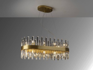 LUSTRA/PLAFONIERA GRACE, 80 CM, AURIU PERIAT/TRANSPARENT, DIN METAL SI STICLA, STIL MODERN - Img 5