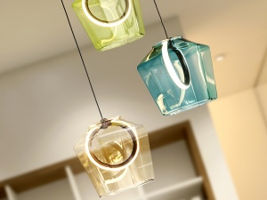 LUSTRA/PLAFONIERA INGRID, 150 CM, BRONZ PERIAT/MULTICOLOR, DIN STICLA SI ALUMINIU, STIL MODERN - Img 2