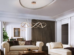 LUSTRA/PLAFONIERA MOLLY, CU TELECOMANDA, 110 CM, AURIU ROSE/OPAL, DIN METAL, ALUMINIU SI SILICON, STIL MODERN