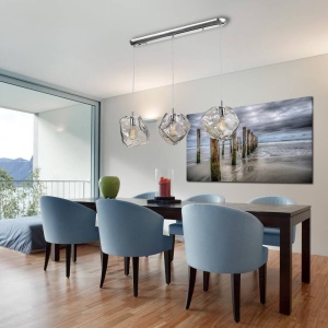 LUSTRA/PLAFONIERA PETRA, 100 CM, CROM/FUMURIU, DIN METAL SI STICLA, STIL MODERN