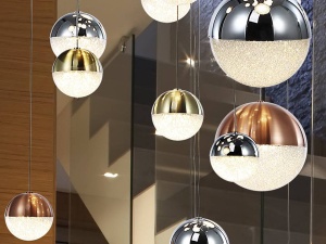 LUSTRA/PLAFONIERA SPHERE, CONECTARE BLUETOOTH, 150/300 CM, CROM/ALAMA/CUPRU, DIN METAL SI POLICARBONAT, STIL MODERN - Img 3