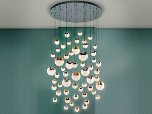 LUSTRA/PLAFONIERA SPHERE, CONECTARE BLUETOOTH, 160/350 CM, CROM/ALAMA/CUPRU/TRANSPARENT, DIN METAL SI POLICARBONAT, STIL MODERN - Img 7