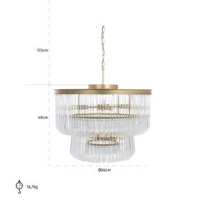 LUSTRA ROMY AURIU PERIAT, HL-0139, CONFECTIONATA DIN METAL SI STICLA, STIL MODERN - Img 2