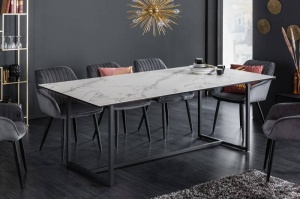 MASA DINING, 200CM, DIN CERAMICA CU EFECT DE MARMURA ALBA, DESIGN INDUSTRIAL, ARTIM GROUP SELECTION