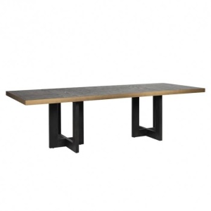 MASA DINING CAMBON, 320 CM, NEGRU/AURIU, DIN LEMN DE STEJAR SI METAL, RICHMOND INTERIORS
