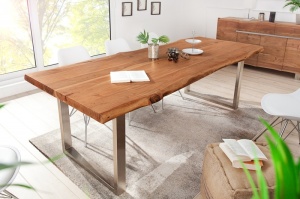 MASA DINING DIN LEMN MASIV, MAMMUT 200CM, DESIGN INDUSTRIAL, COD 40127 + 38794
