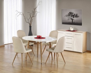 MASA DINING EXTENSIBILA EDWARD, STEJAR MIERE/ALB, 120/200 CM, BLAT DIN MDF SI PICIOARE DIN METAL , STIL MODERN - Img 2
