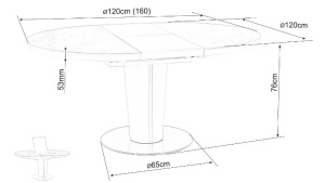 MASA DINING EXTENSIBILA ORBIT CERAMIC WHITE, EFECT DE MARMURA ALB/ALB MAT, DIN MDF, CERAMICA, METAL, STIL MODERN, SIGNAL - Img 8