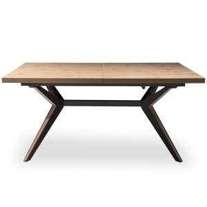 MASA DINING EXTENSIBILA PATRICK, STEJAR/NEGRU, 160/220 CM, BLAT DIN MDF SI PICIOARE DIN METAL, STIL MODERN, ATR - Img 4