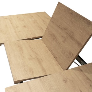 MASA DINING EXTENSIBILA PATRICK, STEJAR/NEGRU, 160/220 CM, BLAT DIN MDF SI PICIOARE DIN METAL, STIL MODERN, ATR - Img 6