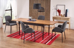 MASA DINING EXTENSIBILA ROCOCO, STEJAR INCHIS/NEGRU, 140/220 CM, BLAT DIN MDF SI PICIOARE DIN LEMN MASIV, STIL CLASIC, HALMAR - Img 2