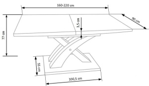 MASA DINING EXTENSIBILA SANDOR, STEJAR AURIU/CROM, 160/220 CM, BLAT DIN MDF SI PICIOARE DIN METAL, STIL MODERN - Img 2