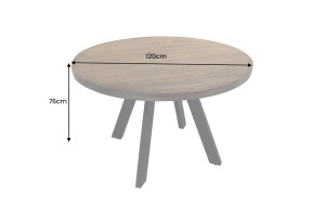 MASA DINING IRON CRAFT 120CM, ROTUNDA, DIN LEMN DE MANGO SI PICIOARE DE METAL, CULOARE TAUPE, ARTIM GROUP SELECTION - Img 4