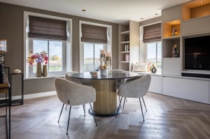 MASA DINING IRONVILLE, 140 CM, EFECT DE MARMURA NEAGRA/AURIU ANTICHIZAT, DIN MARMURA SI METAL, RICHMOND INTERIORS