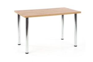MASA DINING MODEX, STEJAR WOTAN/CROM, 120 CM, BLAT DIN PAL SI PICIOARE DIN METAL , STIL MODERN, HALMAR - Img 1