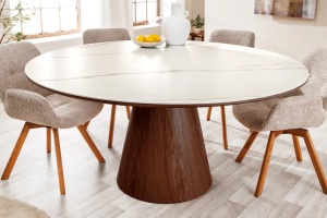 MASA DINING ROTUNDA, UNIQUE, 120CM, LEMN FURNIRUIT SI CERAMICA, ARTIM GROUP SELECTION