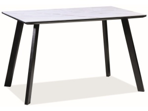 MASA DINING SAMUEL, 120 CM, EFECT DE MARMURA ALBA/NEGRU MAT, DIN MDF, STICLA SECURIZATA SI METAL, STIL MODERN - Img 2