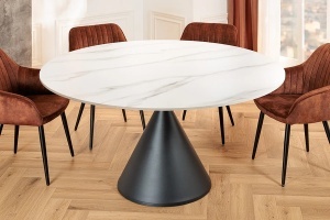 MASA DINING, SIGNATURE 135CM, CADRU DIN METAL SI BLAT DIN CERAMICA, ASPECT MARMURA ALBA, ARTIM GROUP SELECTION